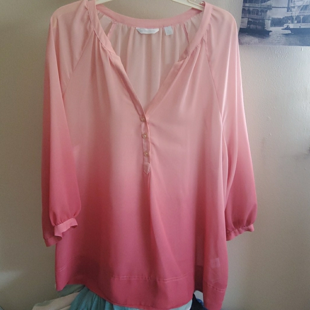 NY& Company Pink Ombre sheer top